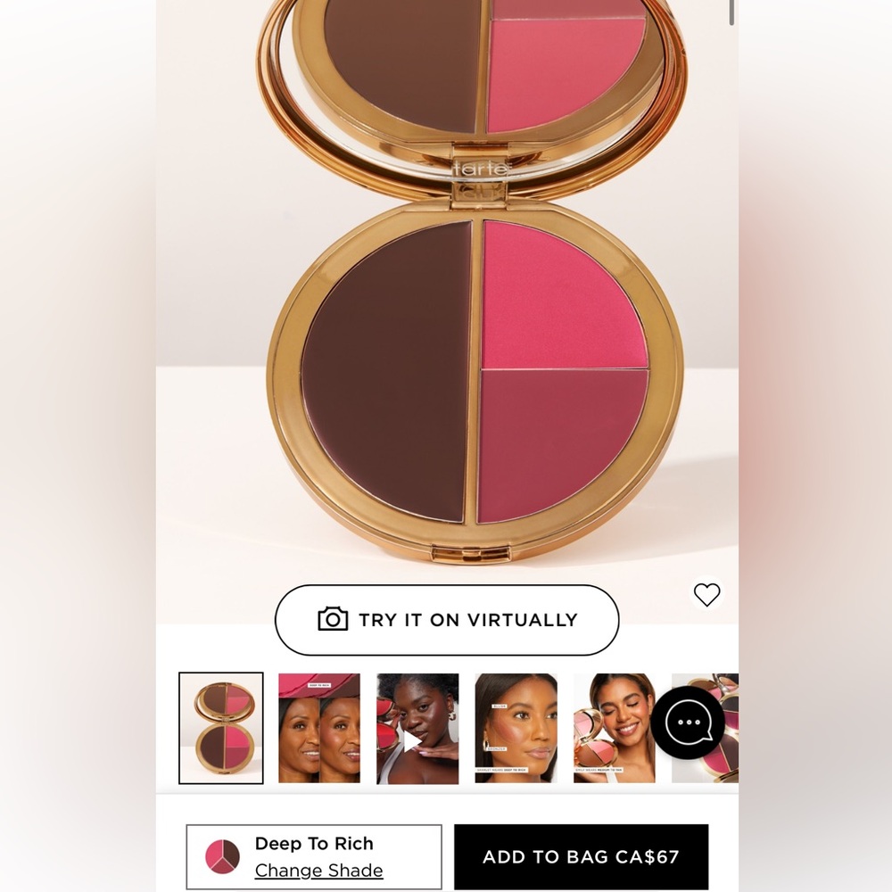 Brand new tarte parkave princess cream cheek palette in deep to rich